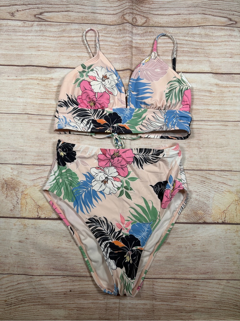Hobie Pink Tropical Floral‎ High-Waist Bikini Set